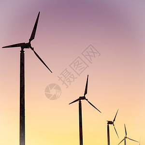 风力涡轮机力量技术天空风车橙子绿色活力日落农场发电机图片