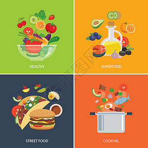一套食品平板设计概念插图胡椒旅行餐厅美食叶子菜单烹饪厨房饮食图片