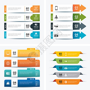 一组信息图表模板集数据酒吧技术横幅生长数字营销广告成功流程图片