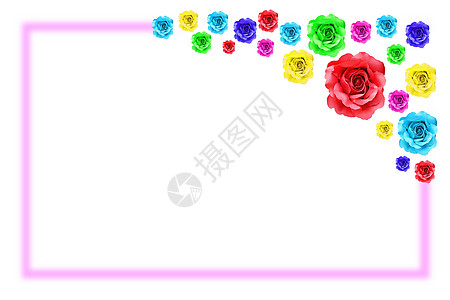 七彩玫瑰花相框背景图片