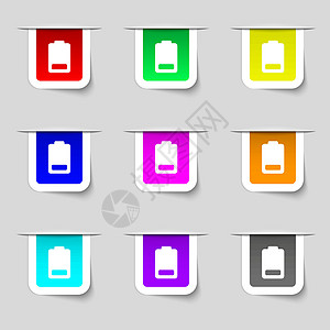 低电量电池 电力图标符号 用于设计的一系列多色现代标签 矢量图片