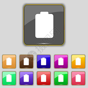 电池空空 低电量图标符号 设置为您网站的11个彩色按钮 矢量图片