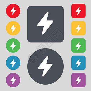 相片闪光图标符号 一组有12色按钮 平面设计 矢量图片