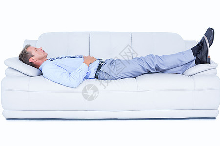 躺在沙发上的疲劳商务人士手机衬衫商务睡眠茶几长椅午睡客厅人士男人图片