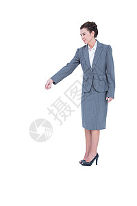 一位女商务人士在出征职业快乐人士女士手势商业套装女性微笑商务图片