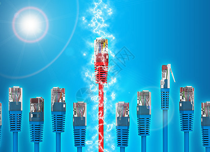 一套计算机电缆视图蓝色电线线索背景图片