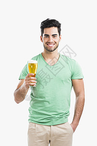 年轻人喝啤酒派对草稿男性胡须快乐饮料玻璃啤酒微笑白色图片