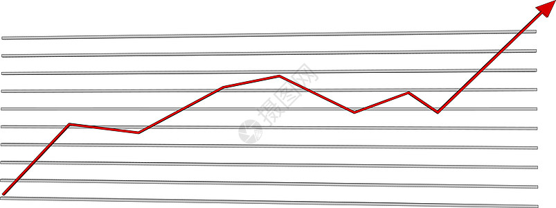 红色箭头上方的图表图 矢量插图图片