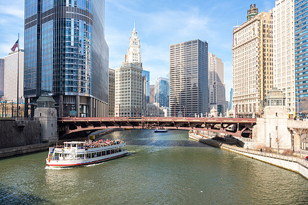 芝加哥市中心城市住宅区外观城市生活目的地办公楼建筑学旅游天空街道图片