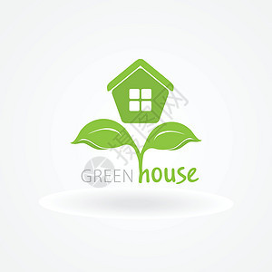 带有绿叶的生态屋 房屋标志 生态屋图标生物叶子房子品牌生物学插图房东海浪标识销售图片