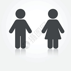 带阴影的灰色向量男女图标 打印和网络说明女性绅士插图飞机场男性房间卫生标签女孩身体图片