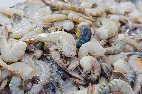 新鲜虾虾海鲜贝类市场团体食物图片