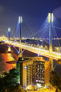 丁九桥夜里海岸电缆反射阳光城市天空旅行连接器日落天际图片