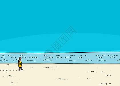 单身男子在滨海行走图片