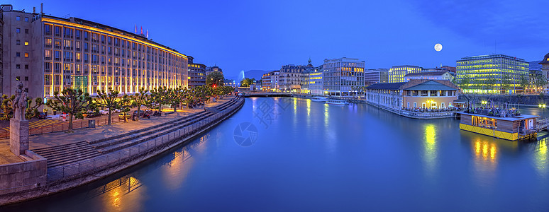 著名的喷泉和Rhone河的城市风景 瑞士日内瓦 人类发展报告喷射风景天空地标天际旅行旅游住所反射建筑学图片