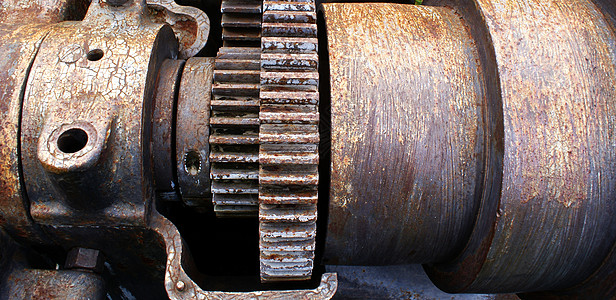 旧老生锈金属机齿轮金属工业机器高清图片