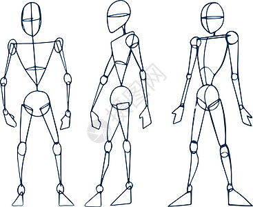 矢量男性人体姿势身体职位插图手绘背景图片