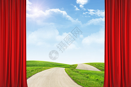 蓝色天空下有道路的幕幕幕和风景背景图片