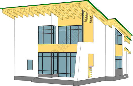 有大窗户的白屋建筑房间前端房子地面住宅家政家庭房地产棕色图片