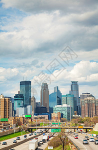 明尼苏达州明尼阿波利斯市下市城市街道摩天大楼市中心建筑历史性天空地标建筑学图片