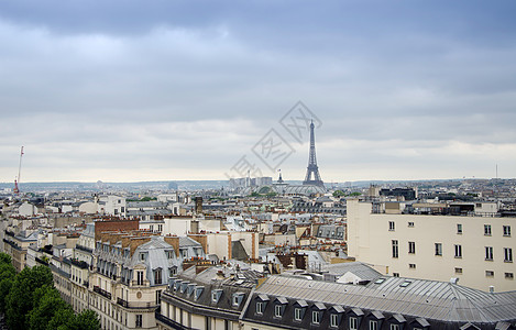 巴黎屋顶和Eiffel铁塔的背景背景图片