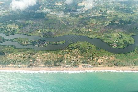 贝宁科托努海岸空中观察 贝宁科托努支撑旅行海岸海洋海岸线波浪海滩鸟瞰图图片