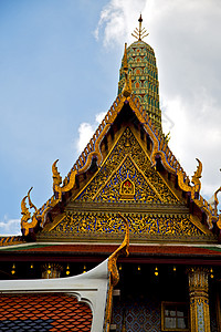 Bangkok的亚沙海地雕塑木头恶魔马赛克金属空贴切口天空宗教阴影图片