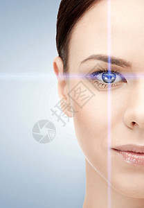 使用激光校正框架的妇女眼睛安全鸢尾花身份药品技术扫描女孩科学鉴别保健图片