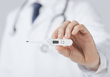 具有温度计的男医生乐器疾病发烧情况工具测量福利医疗保健男人温度图片