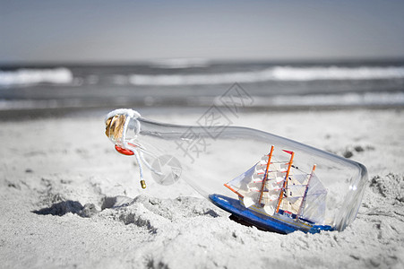 Souvenir 概念形象瓶子支撑秘密海洋蓝色海滩抛弃天堂土地沙漠图片