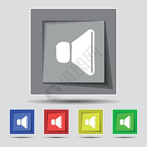 音量 原五个有色按钮上的音效图标符号 矢量控制技术插图界面金属音乐图片