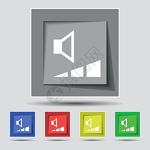 音量 原五个有色按钮上的音效图标符号 矢量技术金属界面插图音乐控制图片