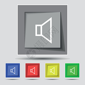 音量 原五个有色按钮上的音效图标符号 矢量界面金属技术控制音乐插图背景图片