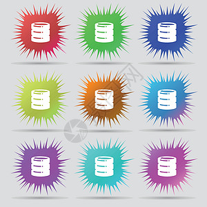 硬盘图标符号 一组由9个原始针头按钮组成 矢量工具数据字节磁盘贮存电子产品安全电脑记忆记录图片