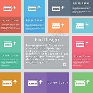音频磁带图标符号 一组多色按钮 带有文本空间 矢量工作室立体声数据空白塑料音乐持有者演示盘子风格图片