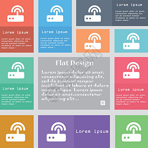 Wifi 路由器图标符号 一组带有文本空间的多色按钮 矢量图片