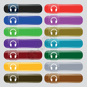 头头图标符号 您设计时 要使用16个彩色现代按钮的大组合 矢量求助耳机顾问桌子电话操作员服务热线麦克风秘书图片
