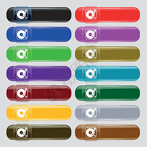 格调 乙烯基图标符号 您设计时需要16个彩色现代按钮 大组合 Victor图片