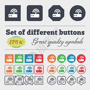Wifi 路由器图标符号 大套多彩 多样 高质量按钮 矢量图片