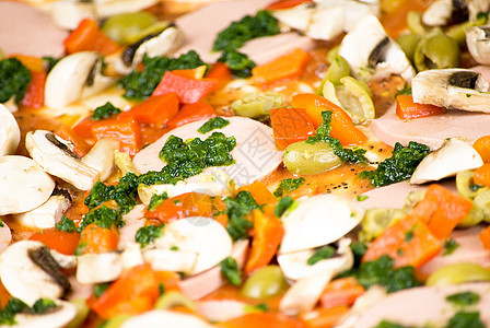 自自制造比萨饼餐厅洋葱蔬菜乡村食物香肠美食垃圾胡椒火腿图片