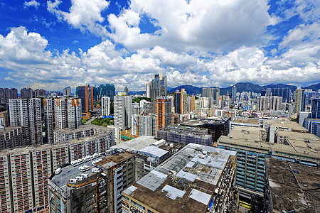 香港市区市中心摩天大楼天线蓝色城市公寓景观社区天际住宅地标图片