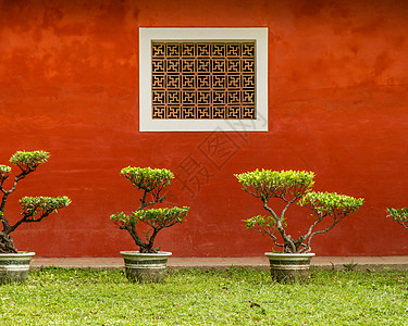 中华传统住宅墙壁遗产花园红色历史建筑学盆栽房子文化历史性建筑图片