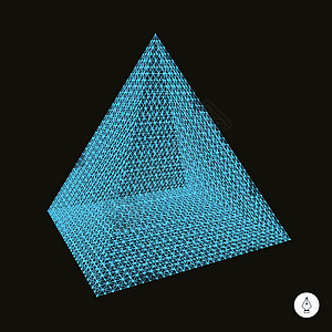 金字塔 3D矢量图解纳米网格网络金字塔形技术三角形顶峰节点多边形科学图片