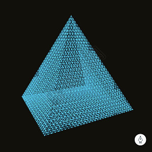 金字塔 3D矢量图解纳米网格网络金字塔形技术三角形顶峰节点多边形科学图片