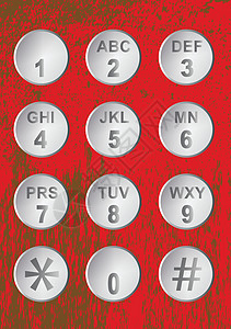 数字代码按钮安全键盘艺术品纽扣电话圆形金属字母艺术绘画背景图片