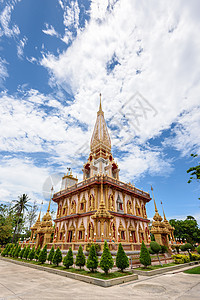 Wat Chalong或寺庙宝塔画幅文化旅行旅游建筑天空历史宗教佛教徒图片