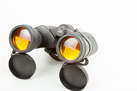 望远镜白色黑色插图圆形腰带镜片玻璃双目黄色光学图片