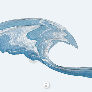 海浪背景摘要 Mosaic 3d矢量图解艺术品格子运动装饰推介会网格墙纸液体节点技术图片