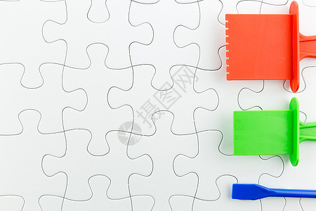 用于商业背景的 jigsaw 拼图解决方案战略团队头脑概念插图白色玩具游戏风暴图片