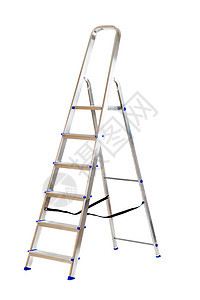 孤立的云梯安全白色梯子脚步金属楼梯机动性工具工作功能性图片